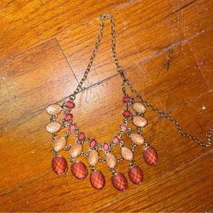 Y2k Vintage Pink Glitter Statement Bib Necklace